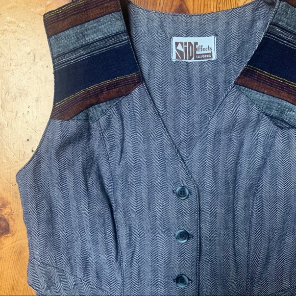 Vintage 1970s Serape Denim Vest - Picture 2 of 7